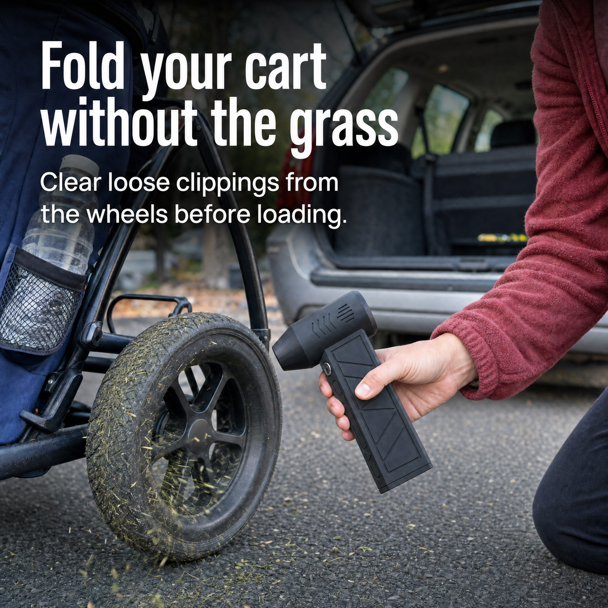 Fold your cart without the grass